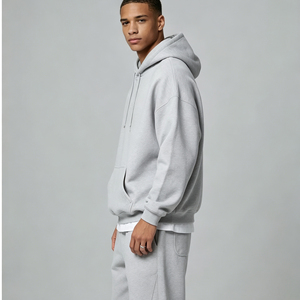 Custom Blank Regular <b>Grey</b> Tracksuit for Men Heavyweight Cotton Fleece Anti-Pilling 300g <b>Hoodie</b> Sweatpants Two Piece Streetwear - Product Image 5