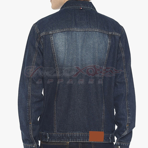 เสื้อแจ็คเก็ตยีนส์ผู้ชาย GARIOX APPAREL ทรงปกติ ซักแบบ Stonewashed ผ้าฝ้าย 100% ซิปแบบรูด สีพื้น สไตล์ HIGH STREET กันน้ำ รับผลิตแบบ OEM ขายส่ง - Product Image 3