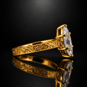 Anillo de Compromiso Solitario de Oro Sólido de 14k con Diamante Cultivado en Laboratorio de Corte Marquesa Vintage de 2.5 Quilates, Color E, VS1, Certificado IGI, para Ella - Product Image 4