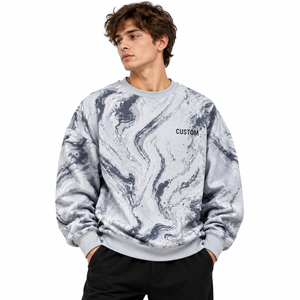เสื้อสเวตเชิ้ตคอกลมพิมพ์ลายแบบยูนิเซ็กซ์ ปี 2027 ลายกราฟิกทั่วตัว ทรงโอเวอร์ไซส์ สไตล์สตรีทแวร์ พร้อมเสื้อฮู้ดดี้ ผลิตแบบ OEM รับผลิตแบรนด์ส่วนตัว - Product Image 1