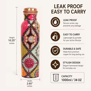 New Design Hand Hammered Copper Water Bottle Decorative Bulk Copper <b>Drinkware</b> for Boiling Water - Product Image 6