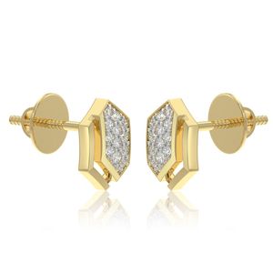 Pendientes de Oro Amarillo con Diamantes Cultivados en Laboratorio, Diseño Hexagonal Geométrico en Racimo - Product Image 1