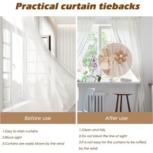 Juego de 4 Sujetadores de Cortinas con Diseño de Flor Boho, Elegantes y Sencillos, para Decoración de Dormitorio - Product Image 3