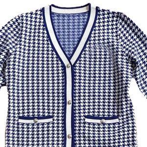 Cardigan en tricot pour femmes Zeta Phi Beta, motif pied-de-poule, manches longues, col en V, boutons sur le devant, style classique, manches longues, à porter toute l'année - Product Image 5