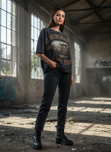 T-shirt court oversize imprimé Dirigible Steampunk Urban Explorers Club pour homme, style urbain, manches courtes, col rond, en jersey de coton - Product Image 5