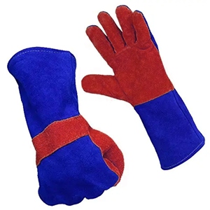 Gants de soudage industriels robustes en cuir de vachette renforcé, anti-coupure, pour pompiers, avec doublure en coton et aramide - Product Image 6