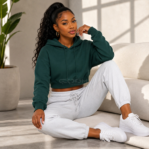 Sweat à capuche court Cosh International Sorority Sisterhood pour femme, bleu, épaules tombantes, style streetwear tendance - Product Image 4