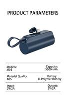 Power bank kapsul portabel kecil, catu daya ponsel dengan garis bawaan 5000 mAh 5v2a