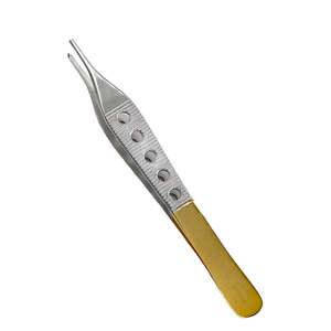 Pinzas para Tejidos Adson, Acero Inoxidable Alemán, Manuales, 1x2 Dientes, Certificación CE, Uso Hospitalario, Pinzas Dentadas Marrones, Clase I ISO13485 - Product Image 1