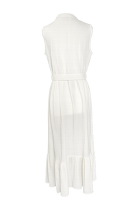 Blue Solid Woven Digital Printing Sleeveless Mandarin Collar <b>Maxi</b> Dress Wrap Tie Belt A-Line Romantic Summer Casual - Product Image 4