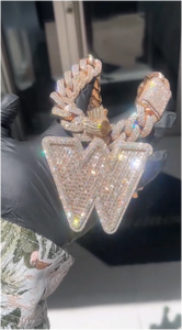 Colgante Personalizado con Letra de Nombre en Moissanita VVS, Estilo Hip Hop, Chapado en Plata 925, con Diamantes Baguette 3D, Cadena con Colgante para Hombre, Joyería Fina - Product Image 3