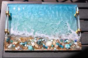Premium Handmade <b>Epoxy</b> <b>Resin</b> Luxury Heat Resistant Eco-Friendly Food Mat with Holder | Glossy Modern <b>Table</b> Decor - Product Image 6