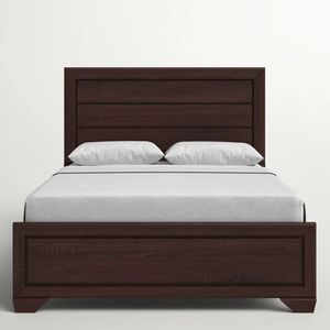 Teak Wood <b>Bed</b> <b>Frame</b> Boxy Framed King <b>Platform</b> <b>Bed</b> with Chunky Headboard - Product Image 3