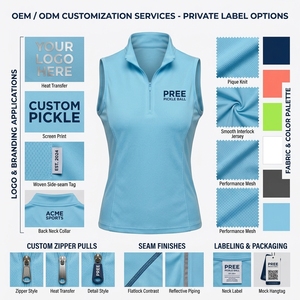 Customizable Women's High Collar Technical Tank <b>Top</b> Vest Sleeveless Quarter Zip Moisturizing Wicking Interlock Fabric 1 Piece - Product Image 5