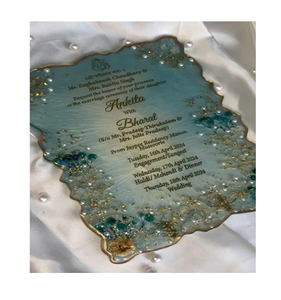 Tarjetas de Invitación de Resina Epoxi Personalizadas para Bodas, Diseño Elegante y Color Hermoso con Perla, Tarjeta de Resina Creativa - Product Image 5
