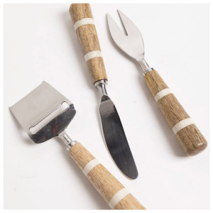 Juego de cortador de queso antiguo hecho a mano con madera de mango, espátula profesional de acero inoxidable, tenedor y rebanador de queso para hoteles - Product Image 1