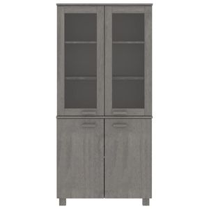 Solid Wood Pine Light Gray Highboard HAMAR <b>for</b> <b>Kitchen</b> <b>Storage</b> - Product Image 3