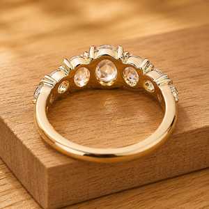 แหวนเพชรทรงกลมและวงรีแบบโรสคัท เพชรเลี้ยงในห้องปฏิบัติการ ทองคำแท้ 10k 14k 18k สีทอง ความใสระดับ E ความสะอาดระดับ VVS แหวนสำหรับวันครบรอบ งานเลี้ยง แหวนแฟชั่นทันสมัย - Product Image 4