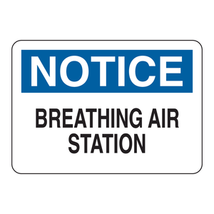Panneau d'avertissement Brady NOTICE pour station d'air respirable, bleu/blanc, à fixer au mur, en PVC, pour zones de travail - Product Image 2