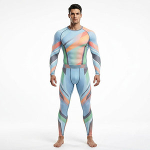 Conjunto de Camiseta Deportiva de Compresión de Manga Larga para Hombre, Color Negro, Spandex y Poliéster, Secado Rápido, Ajuste Sin Costuras, para Entrenamiento y Fitness - Product Image 5