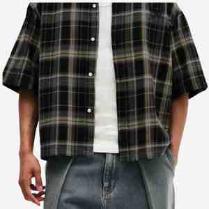 Camisa de Franela a Cuadros de Manga Corta, Personalizada, de Alta Calidad, Cuello Clásico, Transpirable, de Algodón, para Verano, 260GMS - Product Image 6