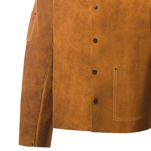 Chaqueta de Trabajo de Cuero para Soldadura, Talla Grande, Resistente al Fuego, de Cuero Vacuno Reforzado, Ropa de Seguridad para Soldador - Product Image 4