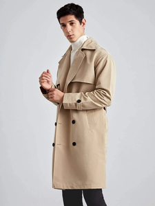 ARTISAN IMPEX Men's Bamboo Fiber Long Knitted Overcoat Stand Collar Single Breasted Solid Gray Standard Winter Muskrat <b>Fur</b> <b>Trim</b> - Product Image 1