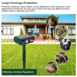 Répulsif à ultrasons solaire pour animaux, étanche IPX4, pour extérieur, ferme, jardin, cour, chasseurs de cerfs et lapins, taille US - Product Image 6