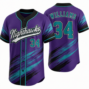 Factory Direct Full <b>Button</b> Baseball Jersey Tournament Lightweight Ventilated Polyester Interlock Name Number Logo Youth Flexible - Product Image 2