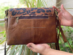 Bolso de piel de vaca con pelo de Animal para mujer, pochette de piel de vaca - Product Image 5