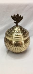 Handcrafted Brass Decorative Storage Jar with Deer Handle <b>Lid</b> Vintage Metal Container for Home <b>Decor</b> - Product Image 4