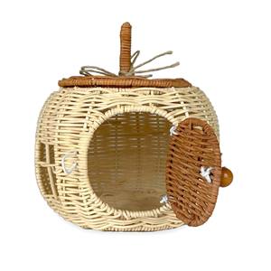 Casa de muñecas pequeña de ratán para niñas, casitas de juego con forma de calabaza natural, juguetes para niños pequeños. - Product Image 5