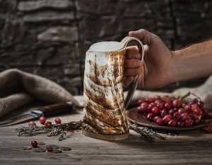 Chope à bière artisanale 100 % authentique en corne de buffle naturelle, style Viking, avec finition polie - Product Image 4