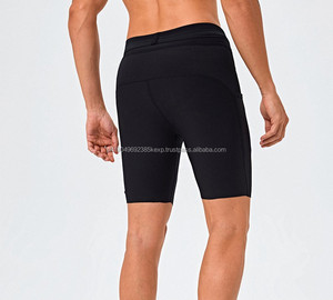 Pantalones cortos deportivos ajustados para hombre con corte láser para hombre, pantalones cortos de compresión activa sólida, logotipo personalizado, pantalones cortos elásticos acanalados para correr - Product Image 4