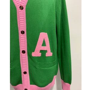 Make Your Custom Good Quality V-Neck for Sorority/Fraternity/Schools/Colleges/Universities Logo Knitted <b>Cardigans</b> <b>Sweaters</b> - Product Image 3