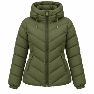 Veste matelassée pour femme personnalisée en gros, respirante, en nylon, surdimensionnée, épaisse, en coton matelassé, avec logos personnalisés - Product Image 3