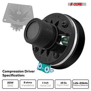 Par de altavoces de compresión de aluminio de 5 núcleos con bocina de 1 y 2 pulgadas, tweeter de 200W de pico, 8 ohmios, audio profesional, terminal de tornillo de 2 piezas - Product Image 2