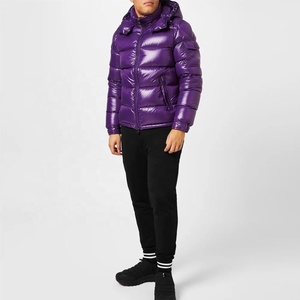 2024 Custom Logo <b>Zip</b>-<b>up</b> Men's Winter Puffer <b>Jacket</b> Nylon Canvas Breathable and Windproof with Hood Solid Color Plus Size - Product Image 4