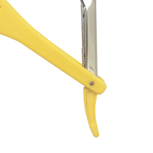 Afeitadora manual plegable de una sola cuchilla con mango de plástico amarillo para hombre, bajo MOQ, para dar forma al cabello, venta al por mayor - Product Image 4