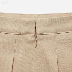 Falda Plisada hasta la Rodilla para Mujer, Color Sólido, Tejido de Tela, Cintura Regular, Estilo para Todas las Temporadas - Product Image 4