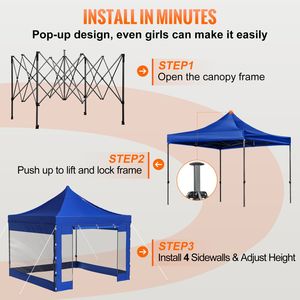 Carpa Plegable de 10 x 10 Pies con Paredes Laterales Extraíbles, Bolsa con Ruedas, Resistente a los Rayos UV, Impermeable y Aislante para Exteriores, Patio o Gazebo - Product Image 5