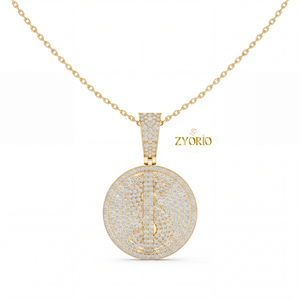 Pendentif médaillon minimaliste en diamant or rose de luxe, plaqué or rose sur argent sterling, pour fiançailles, mariage, anniversaire, fête - Product Image 2