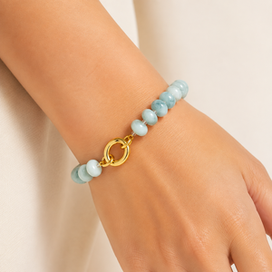 Handmade Natural Jade Quartz Rondelle <b>Beaded</b> <b>Bracelet</b> for Women Girls Colorful Gemstone Classic Daily Wear Fashion Jewelry - Product Image 4