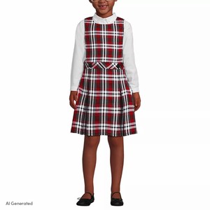Robe d'uniforme scolaire pour l'école primaire, jupe écossaise longue jusqu'aux genoux, personnalisable, uniforme scolaire pour filles, haut d'uniforme scolaire, haut écossais long jusqu'aux genoux - Product Image 1