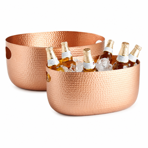 Hammered Copper Beverage Tub Large Ice <b>Bucket</b> Wine Cooler <b>Champagne</b> <b>Bucket</b> Beer Chiller Party Ice Tub for Bar Hotel Wedding OEM - Product Image 1