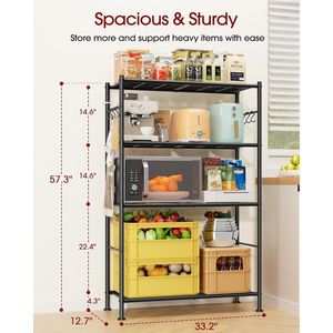 4-Tier Rust-Resistant Garage Shelf Organizer with Leveling Feet & Hooks Easy Assembly for <b>Kitchen</b> <b>Pantry</b> Storage - Product Image 3