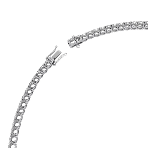 Parure de bijoux : Collier tennis à 4 griffes en argent sterling 925, sertissage classique et sécurisé à 4 griffes, personnalisable avec nom, pour anniversaire et usage quotidien - Product Image 1
