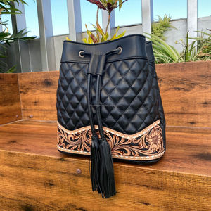 Bolso bandolera de cuero con herramientas manuales de diseñador personalizado para mujer, patrón de celosía de diamante, forro de nailon, cadena de flores - Product Image 4