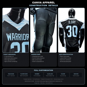 Maillot de football américain à impression par sublimation, couleurs personnalisées pour hommes, écologique, respirant, séchage rapide, extensible dans quatre directions, col en V - Product Image 6