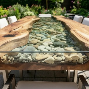 Rustic Resin <b>Table</b> Rectangle Coastal Design All Seasons Outdoor Furniture Waterproof Living Room Decor - Product Image 2